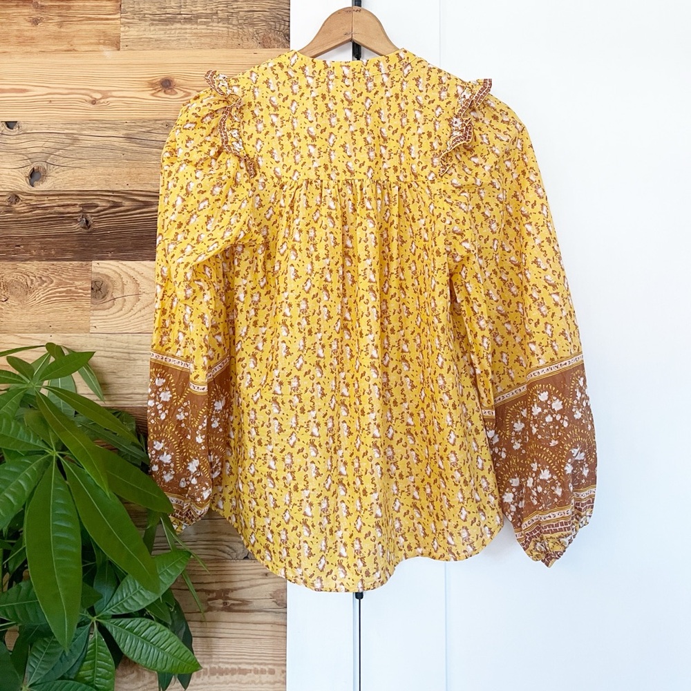 Joie Floral Ruffle Button Down Patchwork Floral T… - image 3